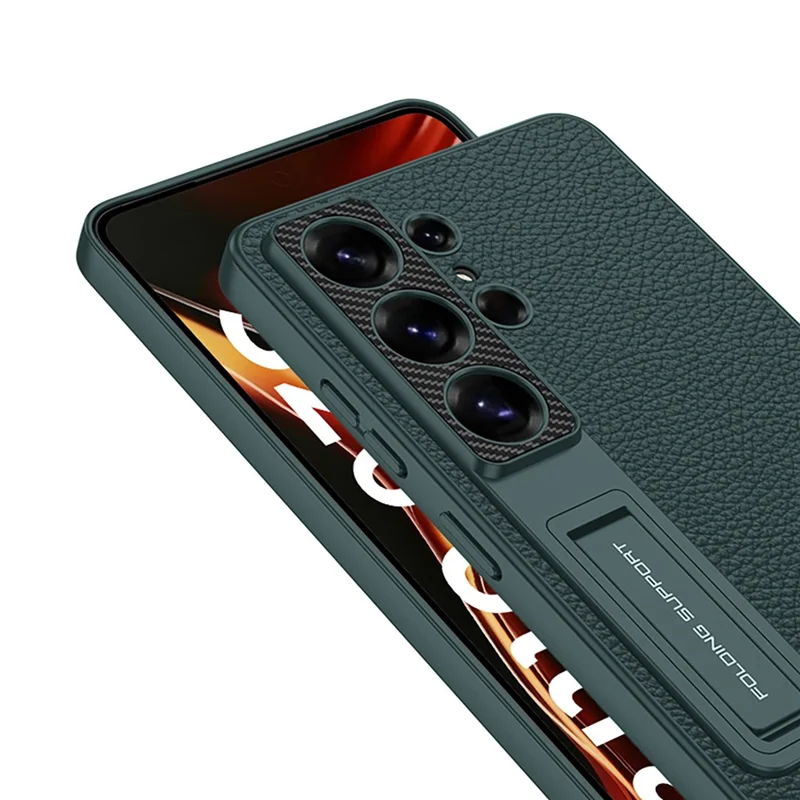 GKK For Samsung Galaxy S26 Ultra Case PU Leather PC TPU Kickstand Phone Back Cover - Titanium Grey