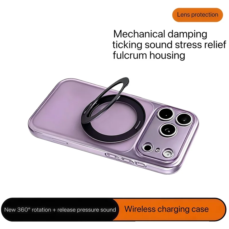 For iPhone 17 Pro Max Case Magnetic Ring Kicktand Shockproof TPU Phone Cover - Dark Purple
