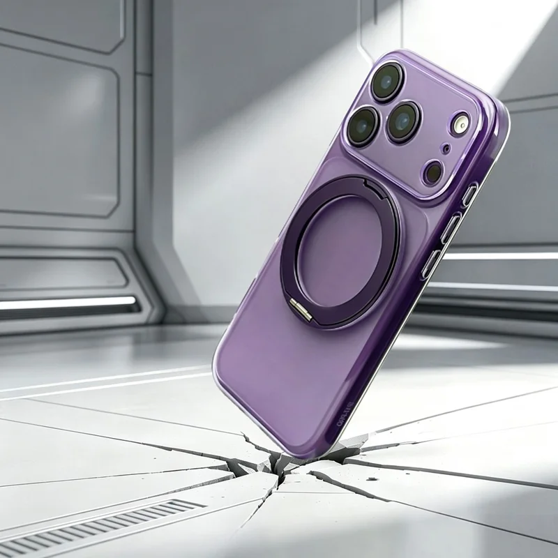 For iPhone 17 Pro Max Case Magnetic Ring Kicktand Shockproof TPU Phone Cover - Dark Purple