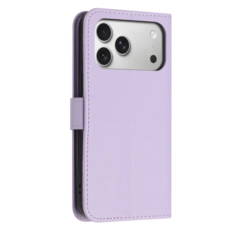 För iPhone 17 Pro Max-fodral Glittrande fjärilsficka med blixtlås Stålfodral av läder med handslinga/axellikbana - Ljuslila