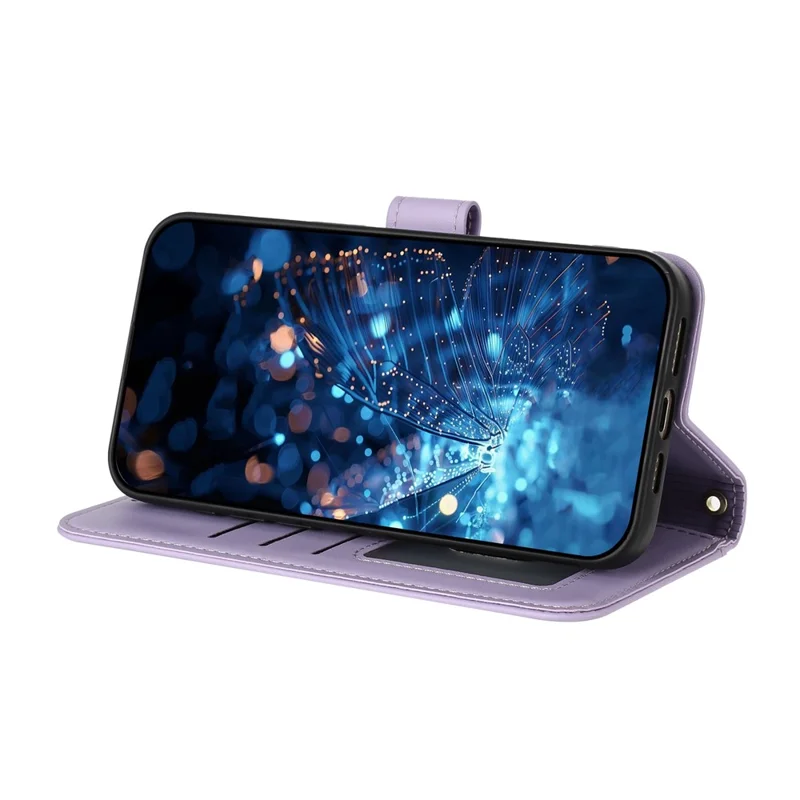 Funda para iPhone 17e / 16e con Diseño de Mariposa Brillante, Bolsillo con Cremallera, Soporte y Cuero de PU, con Correa de Mano / Correa de Hombro