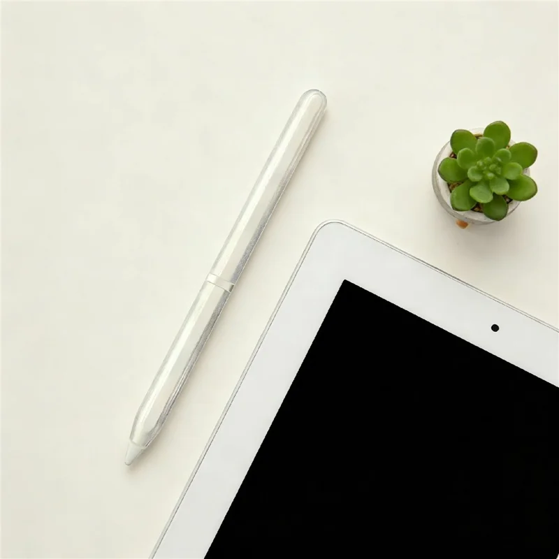 For Apple Pencil Pro  /  Pencil (2nd Generation) TPU Case Ultra-thin Stylus Pen Protective Cover with Silicone Nib Caps - Pink