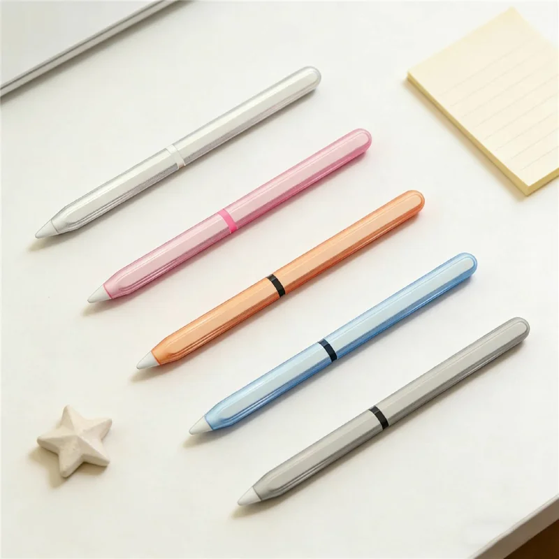 For Apple Pencil Pro  /  Pencil (2nd Generation) TPU Case Ultra-thin Stylus Pen Protective Cover with Silicone Nib Caps - Pink