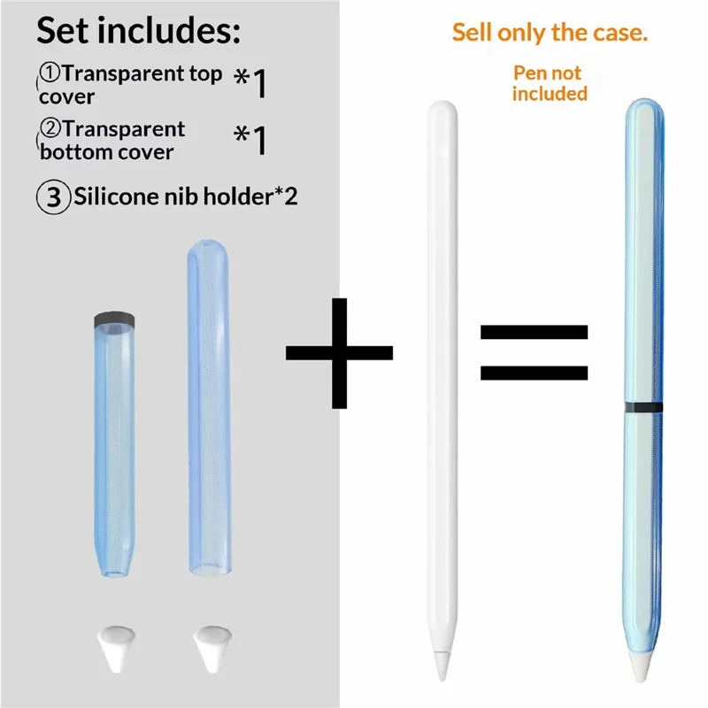 For Apple Pencil Pro  /  Pencil (2nd Generation) TPU Case Ultra-thin Stylus Pen Protective Cover with Silicone Nib Caps - Pink