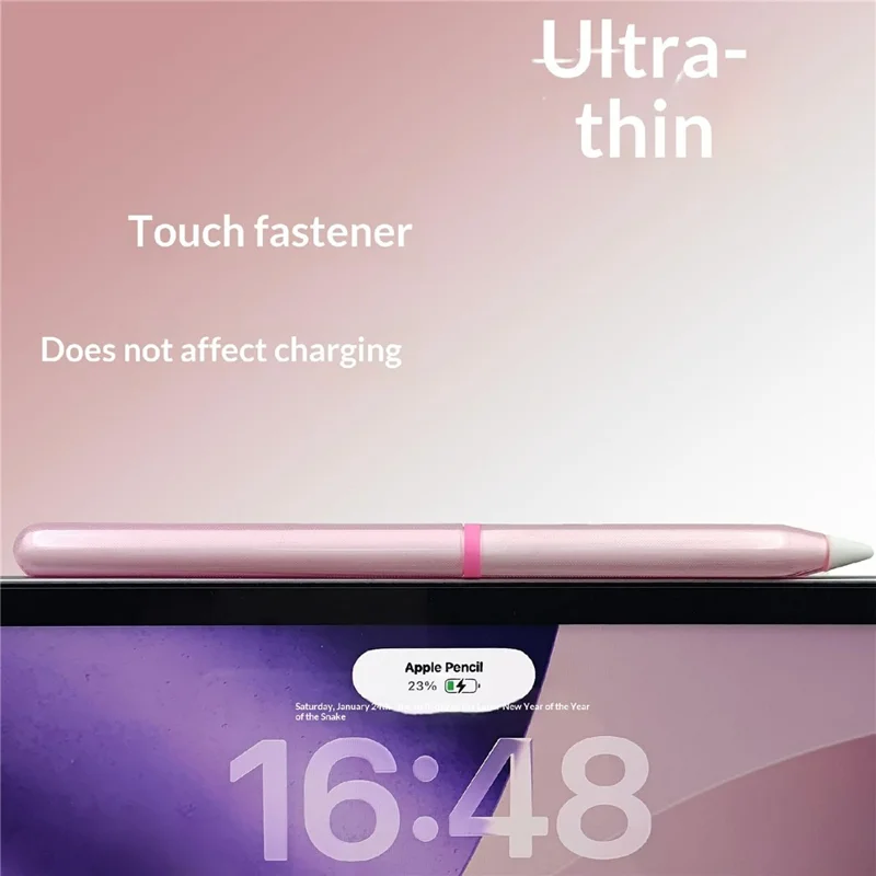 For Apple Pencil Pro  /  Pencil (2nd Generation) TPU Case Ultra-thin Stylus Pen Protective Cover with Silicone Nib Caps - Pink
