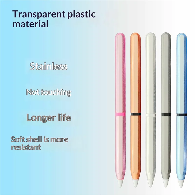 For Apple Pencil Pro  /  Pencil (2nd Generation) TPU Case Ultra-thin Stylus Pen Protective Cover with Silicone Nib Caps - Pink