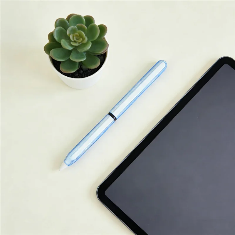 For Apple Pencil Pro  /  Pencil (2nd Generation) TPU Case Ultra-thin Stylus Pen Protective Cover with Silicone Nib Caps - Pink