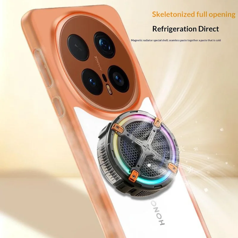 For Honor Magic8 5G Case Hollow Heat Dissipation PC Bumper Phone Cover - Orange