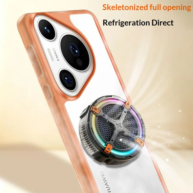 For Huawei Pura 90 Pro Max Case Hollow Heat Dissipation PC Bumper Phone Cover - Orange