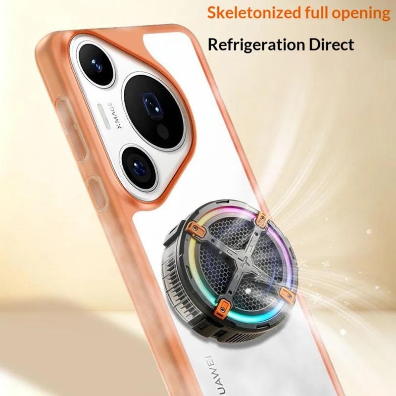For Huawei Pura 90 Case Hollow Heat Dissipation PC Bumper Phone Cover - Orange