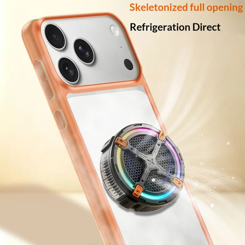 Funda para iPhone 17 Pro Max, carcasa protectora trasera de PC con disipación de calor hueca - Naranja