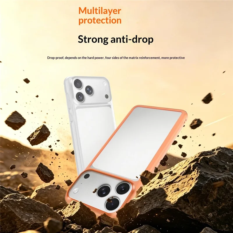 Funda para iPhone 17 Pro Max, carcasa protectora trasera de PC con disipación de calor hueca - Naranja