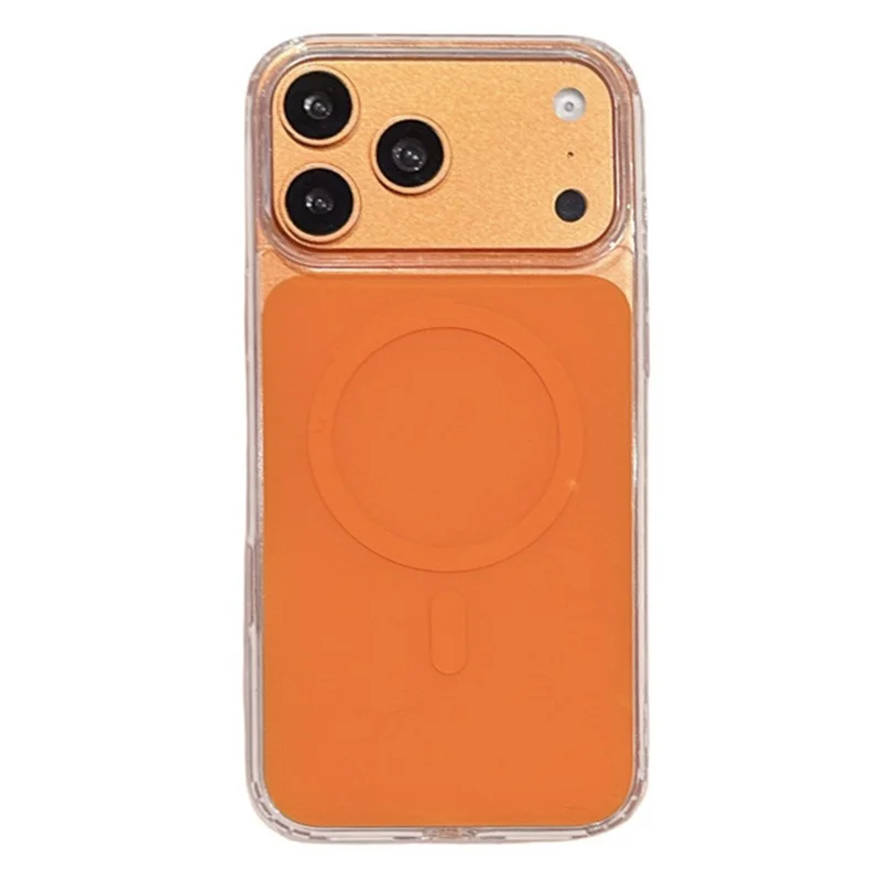 For iPhone 17 Pro Max Magnetic Shockproof Phone Case TPU PC Protective Cover - Orange