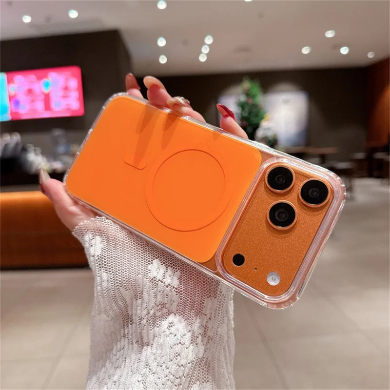 For iPhone 17 Pro Magnetic Shockproof Phone Case TPU PC Protective Cover - Orange