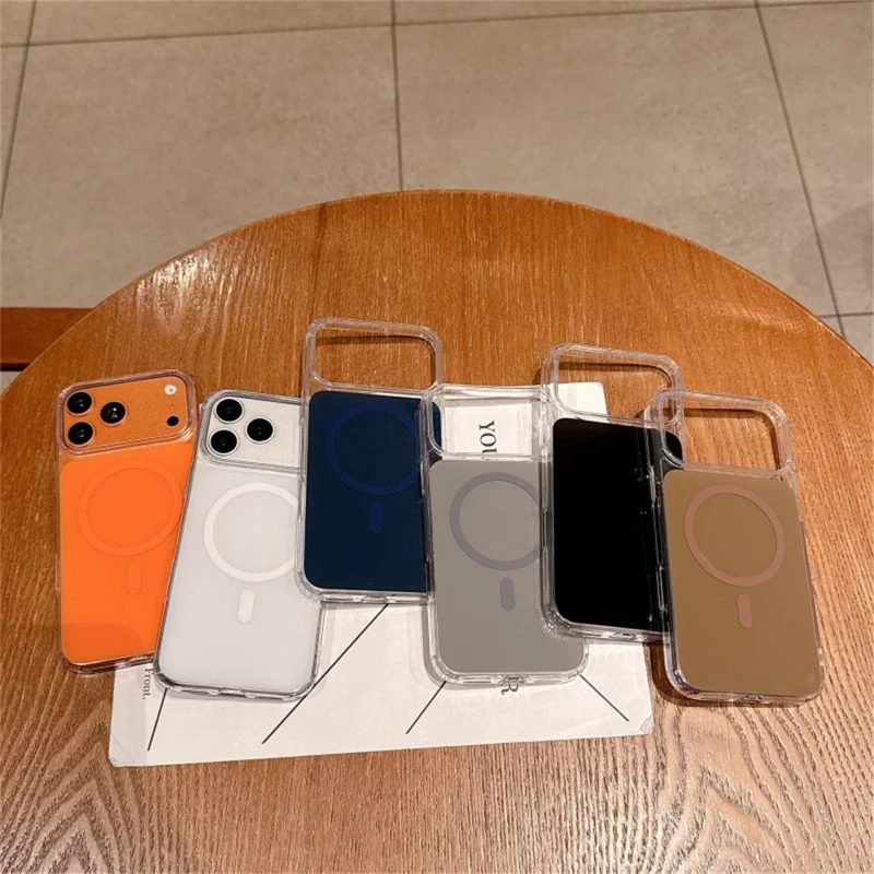 For iPhone 17 Pro Magnetic Shockproof Phone Case TPU PC Protective Cover - Orange