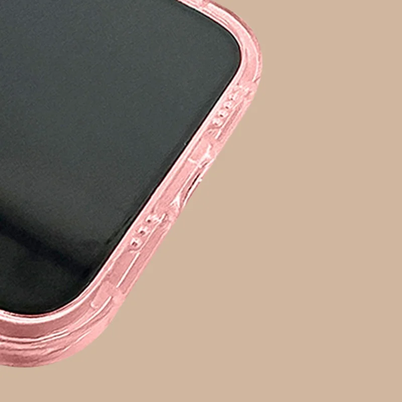 Für iPhone 15 Hülle mit Klappe, Spiegel, 3D-Herz, Schmetterlings-Schleife, Cartoon, TPU + PC, Schutzhülle – Pink