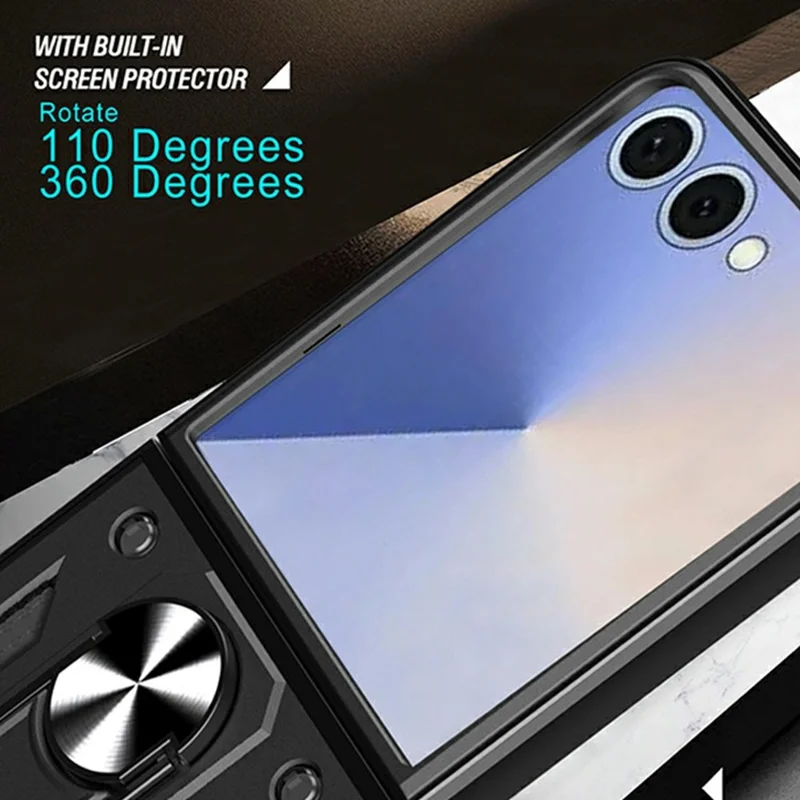 Obudowa do Samsung Galaxy Z Flip8 z przesuwanym pokryciem aparatu PC + TPU z podstawką - Czarna