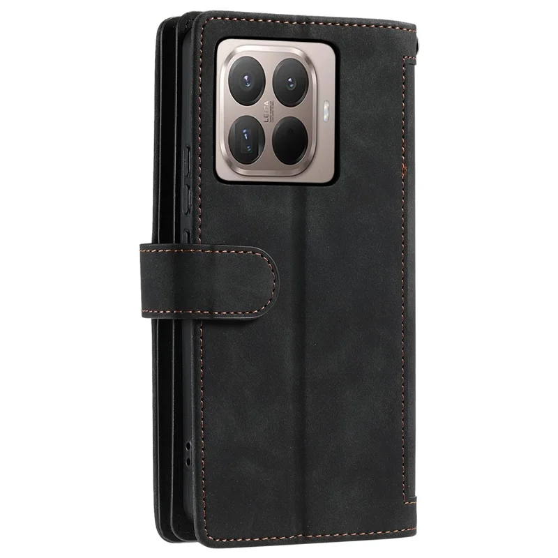 Til Xiaomi 17T Case 9 Kortpladser Med lynlåsewallet PU Læder Telefonbeskyttelse Med Håndbøjle - Sort