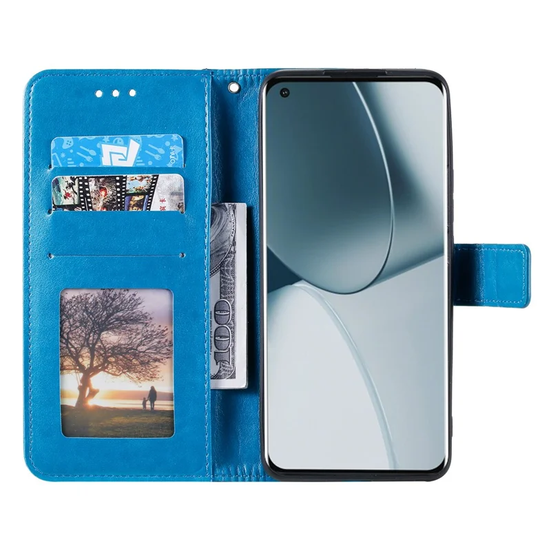 Coque support pour Xiaomi 17T, étui portefeuille en cuir PU imprimé totem avec dragonne - Bleu