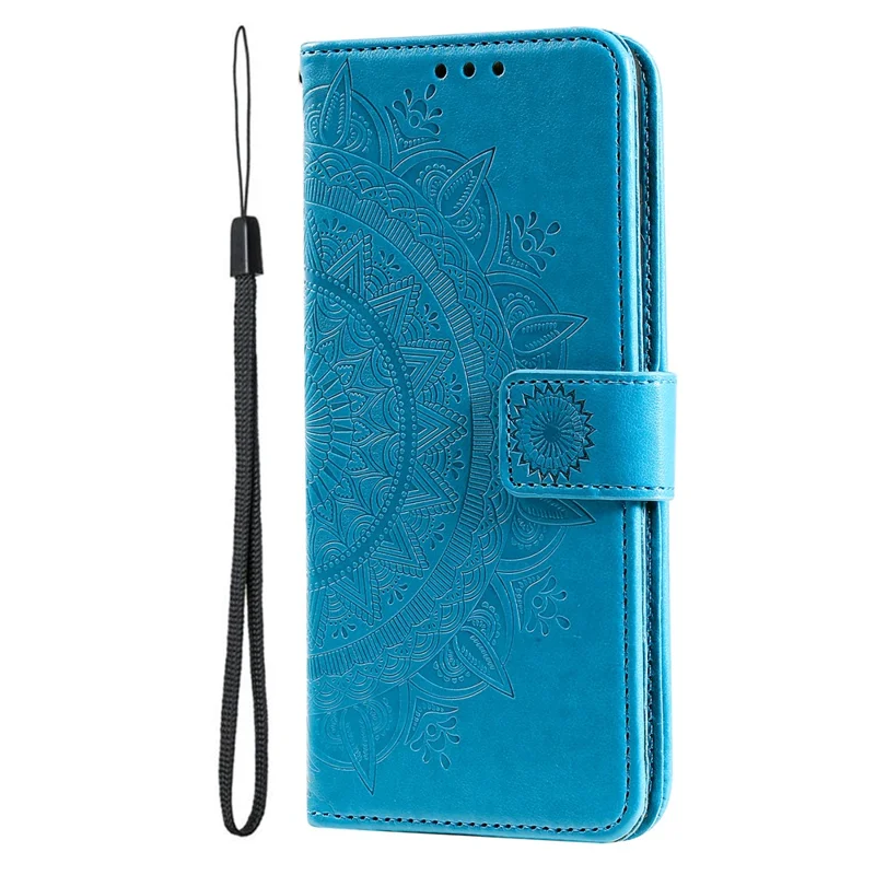 Coque support pour Xiaomi 17T, étui portefeuille en cuir PU imprimé totem avec dragonne - Bleu