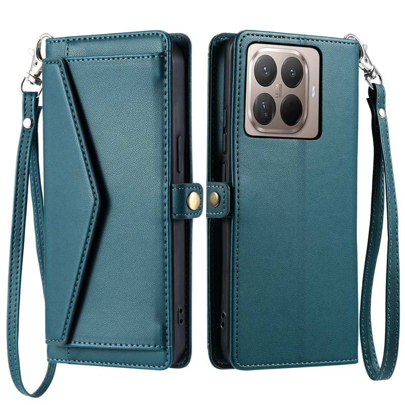 Cover in pelle per Xiaomi 17T Pro con portafoglio, supporto e tracolla - Verde scuro