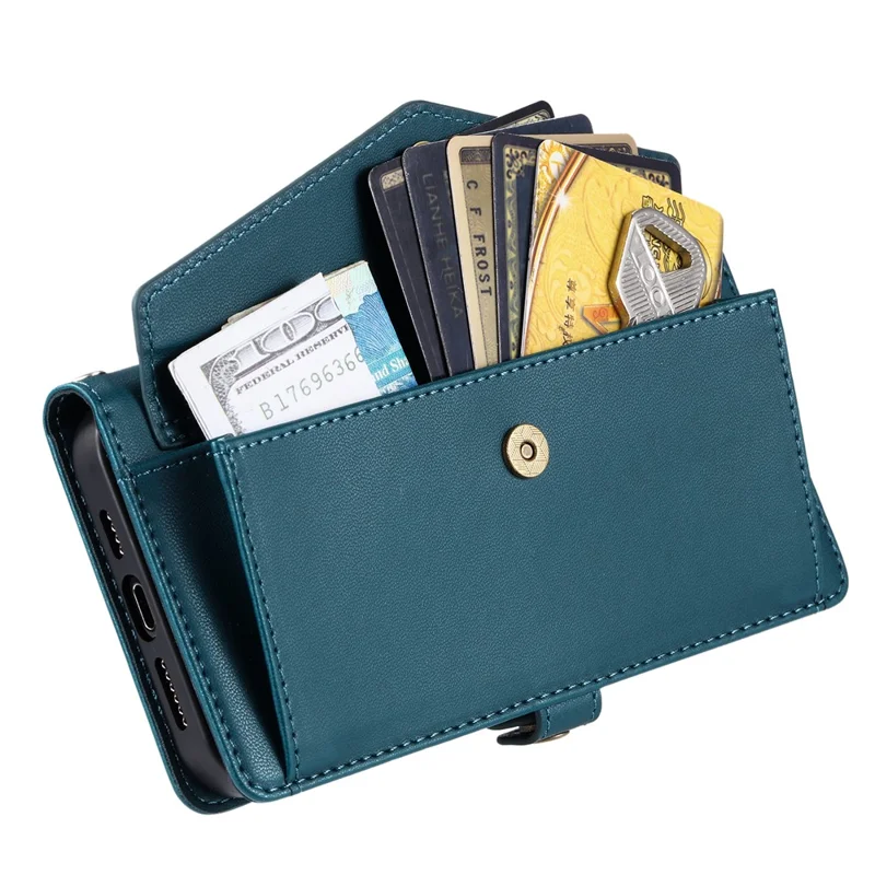 Cover in pelle per Xiaomi 17T Pro con portafoglio, supporto e tracolla - Verde scuro