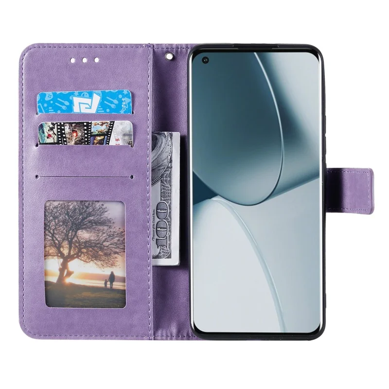Coque support pour Xiaomi 17T Pro, étui portefeuille en cuir PU avec motif totem imprimé, dragonne incluse - Violet