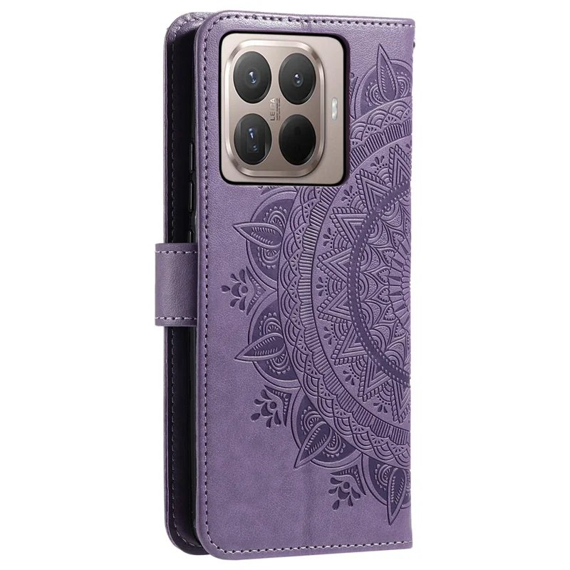 Coque support pour Xiaomi 17T Pro, étui portefeuille en cuir PU avec motif totem imprimé, dragonne incluse - Violet