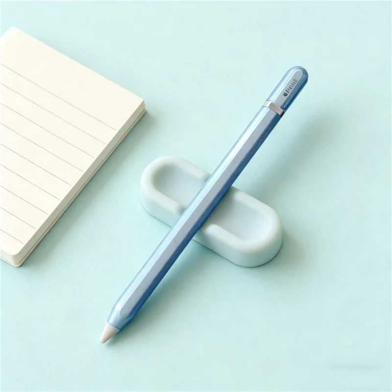 For Apple Pencil Pro  /  Pencil (2nd Generation) TPU Case Dome Design Shockproof Anti-Slip Stylus Pen Protective Cover with Silicone Nib Cap - Blue