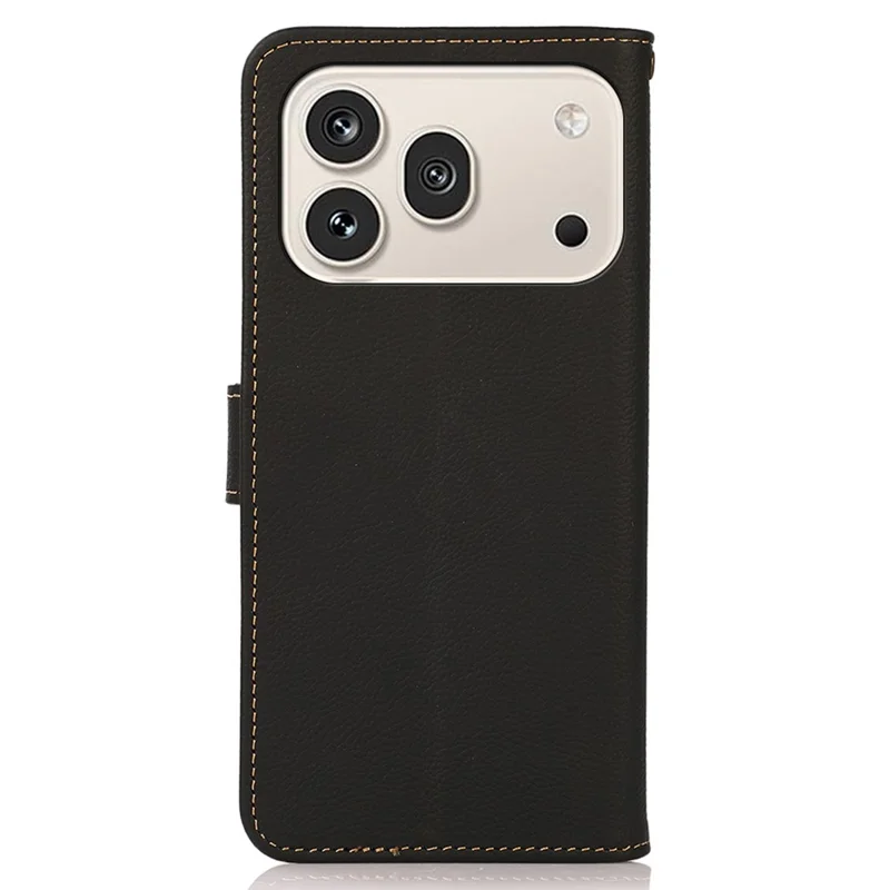 KHAZNEH til Honor 600 5G / 600 Pro 5G Case, ægte kudefransk læder, RFID-blokerende wallet hylster - Sort