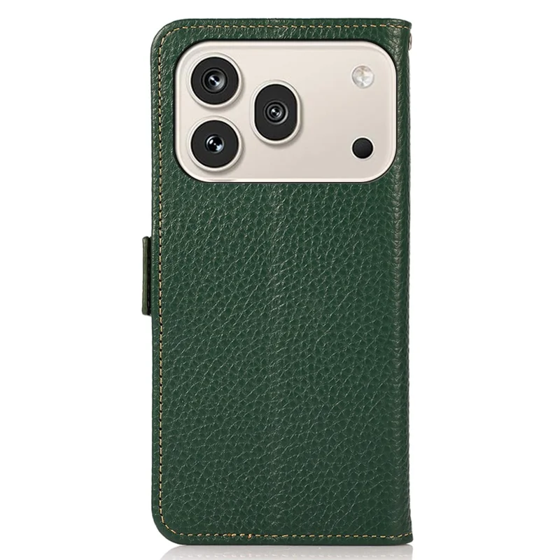 KHAZNEH for Honor 600 5G  /  600 Pro 5G Phone Case Litchi Texture Genuine Cow Leather Cover RFID Blocking - Green