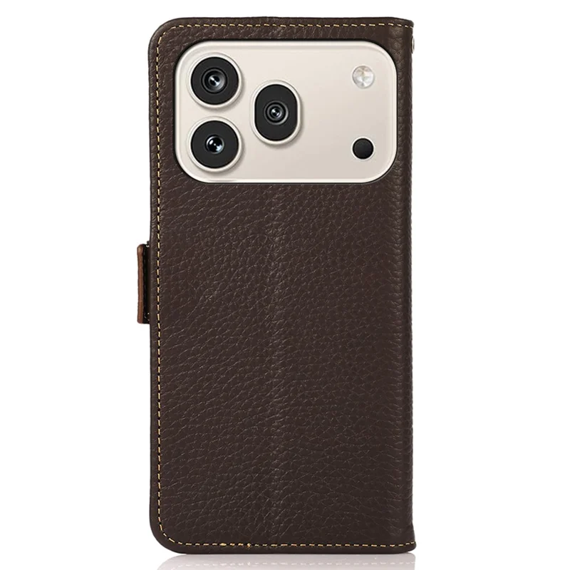 KHAZNEH for Honor 600 5G  /  600 Pro 5G Phone Case Litchi Texture Genuine Cow Leather Cover RFID Blocking - Brown