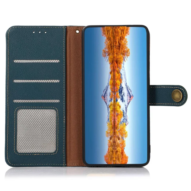KHAZNEH for Xiaomi 17T Case Genuine Cow Leather RFID Blocking Wallet Phone Cover - Green