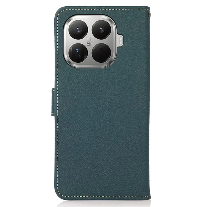 KHAZNEH for Xiaomi 17T Case Genuine Cow Leather RFID Blocking Wallet Phone Cover - Green