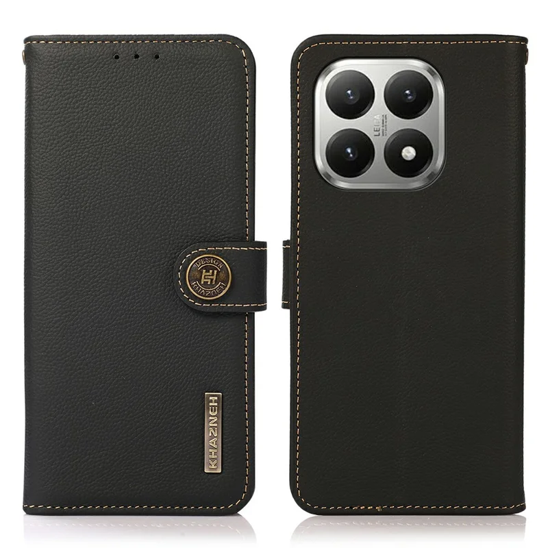 KHAZNEH per Xiaomi 17T Pro Custodia in Vera Pelle di Mucca con Protezione RFID Portafoglio Cover per Telefono - Nero