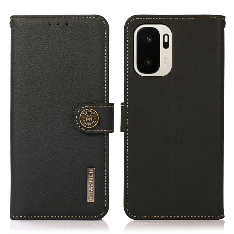 KHAZNEH для OnePlus Ace 6 Ultra 5G, чехол из натуральной коровьей кожи, с защитой от RFID, бумажник, телефонный чехол — черный