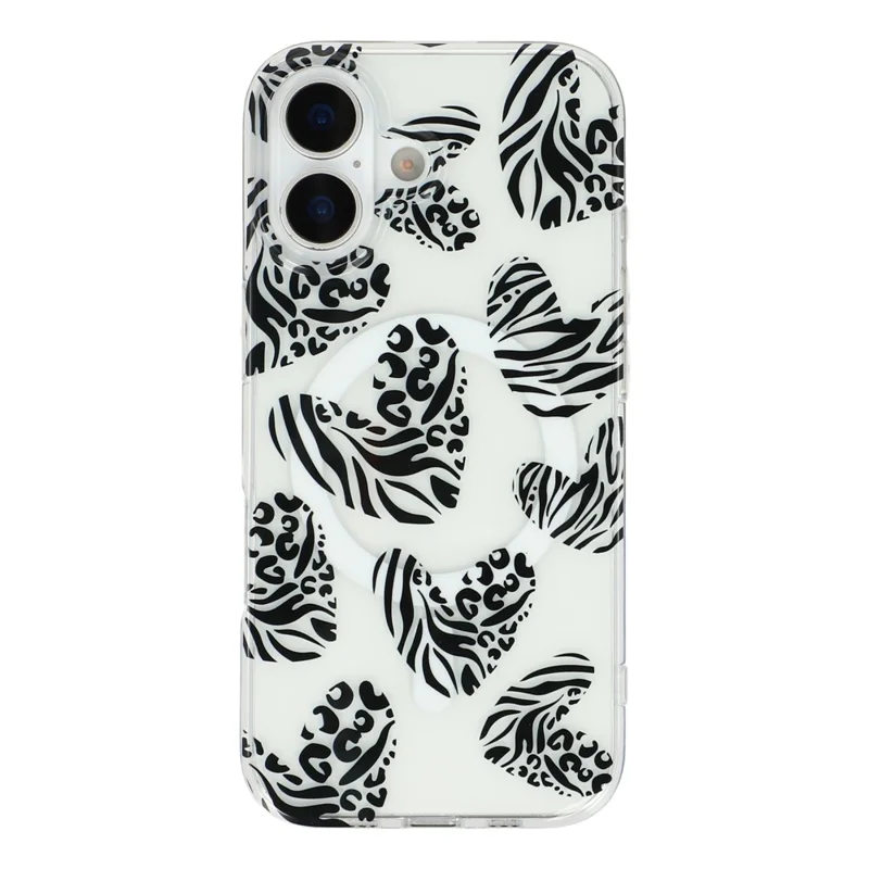 لـ iPhone 16 غطاء مغناطيسي بتصميم نمط الفهد المجوف غطاء خلفي من مادة TPU + PC - الطراز 5
