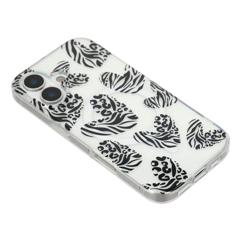 لـ iPhone 16 غطاء مغناطيسي بتصميم نمط الفهد المجوف غطاء خلفي من مادة TPU + PC - الطراز 5