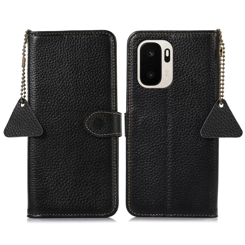 Coque pour OnePlus Ace 6 Ultra 5G, protection en cuir véritable de vache avec blocage RFID, texture type peau de crocodile, - Noir