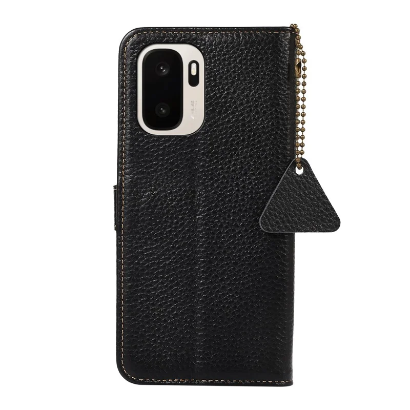 Coque pour OnePlus Ace 6 Ultra 5G, protection en cuir véritable de vache avec blocage RFID, texture type peau de crocodile, - Noir