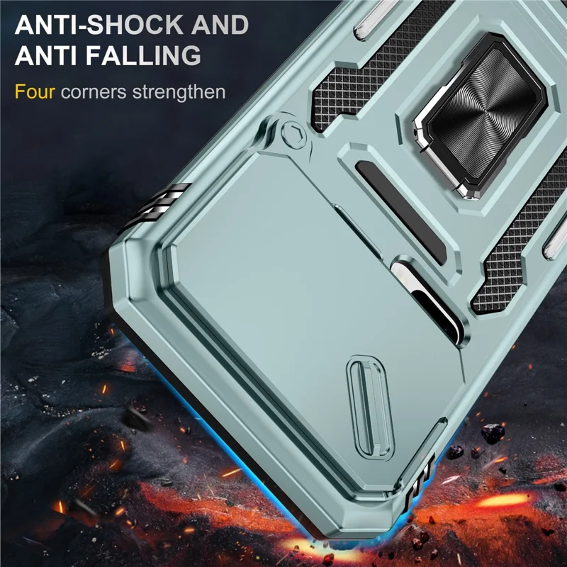 For Xiaomi 17 Pro Max Case Kickstand Slide Lens Lid PC + TPU Drop-Proof Phone Cover - Green