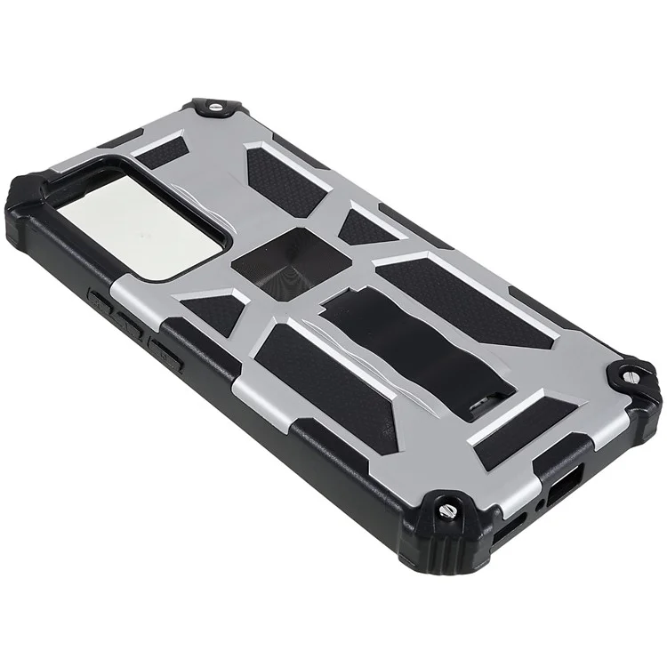 Pour Xiaomi 12T 5G / 12T Pro 5G / Redmi K50 Ultra 5G Invisible Kickstand Téléphone Hybrid Hard PC Soft TPU Anti-Fall Cover Work Avec Support de Voiture Magnétique - Argent