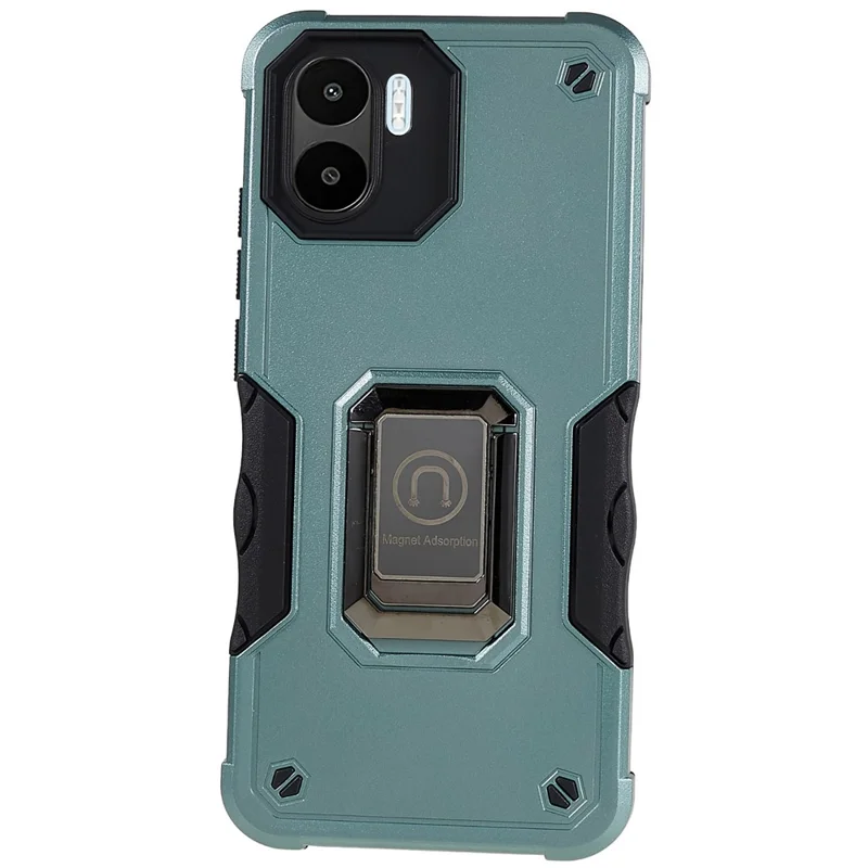 For Xiaomi Redmi A1 4G / A2 4G PC+TPU Reinforced Drop Protection Phone Case Ring Holder Kickstand  Shockproof Cover - Green