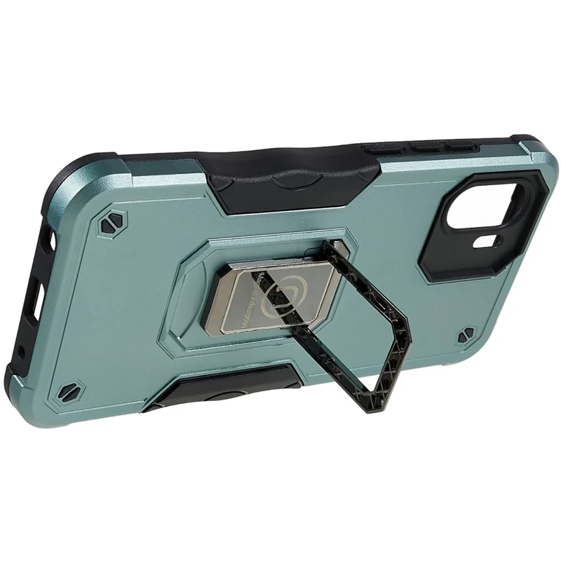 For Xiaomi Redmi A1 4G / A2 4G PC+TPU Reinforced Drop Protection Phone Case Ring Holder Kickstand  Shockproof Cover - Green