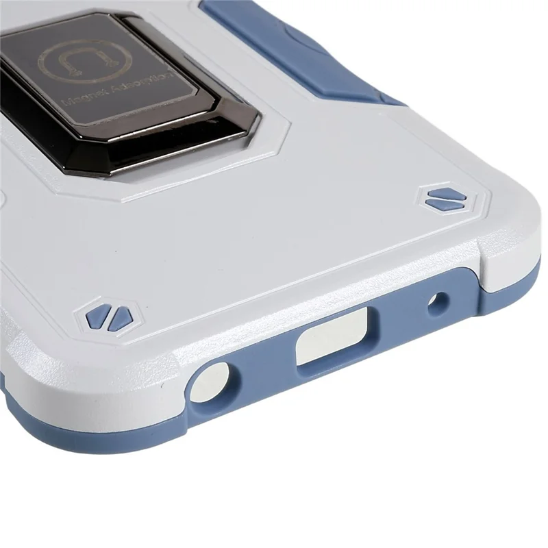 For Xiaomi Redmi A1 4G / A2 4G PC+TPU Reinforced Drop Protection Phone Case Ring Holder Kickstand  Shockproof Cover - White