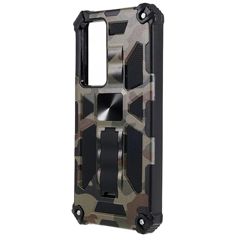 Pour Xiaomi 12T 5G / Redmi K50 Ultra 5G Kickstand Phone Cover Soft TPU Hard PC Shock Absorption Camouflage Case - Vert Armée