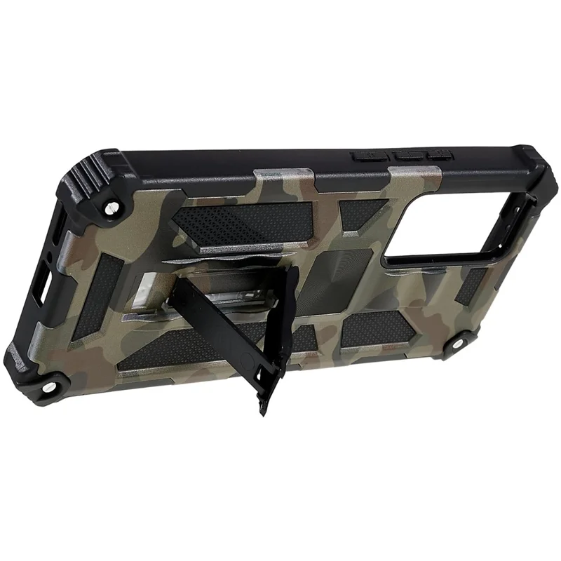 Pour Xiaomi 12T 5G / Redmi K50 Ultra 5G Kickstand Phone Cover Soft TPU Hard PC Shock Absorption Camouflage Case - Vert Armée