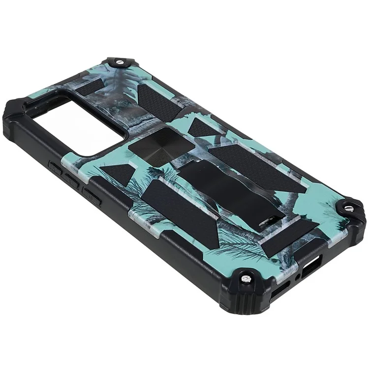 For Xiaomi 12T 5G / Redmi K50 Ultra 5G Kickstand Phone Cover Soft TPU Hard PC Shock Absorption Camouflage Case - Light Green