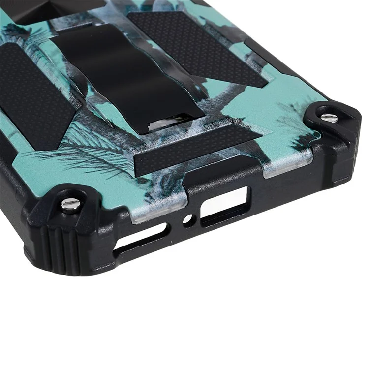 For Xiaomi 12T 5G / Redmi K50 Ultra 5G Kickstand Phone Cover Soft TPU Hard PC Shock Absorption Camouflage Case - Light Green