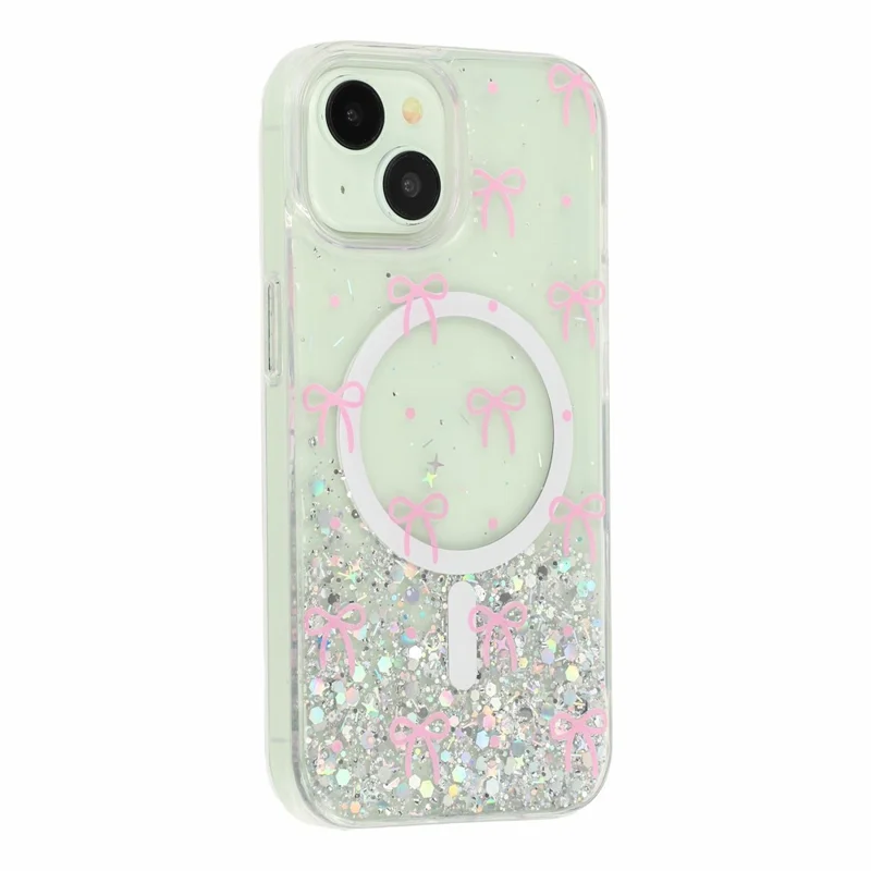 Coque magnétique pour iPhone 14 / 13, coque transparente en TPU anti-choc avec époxy pailleté, compatible MagSafe - Arc
